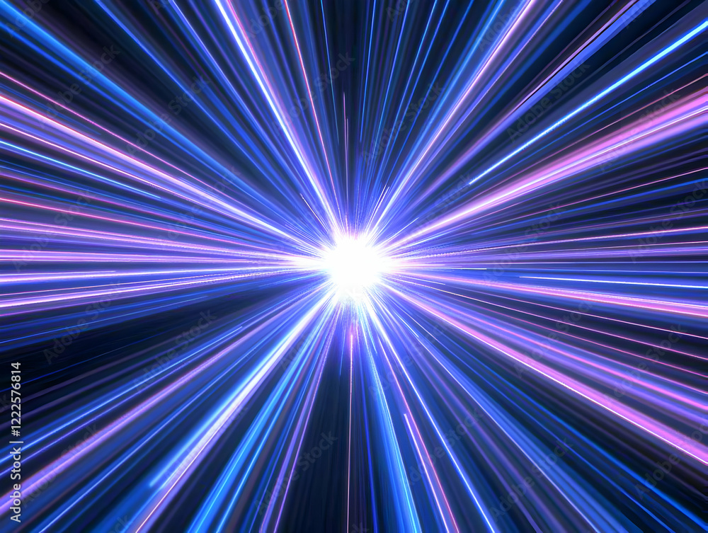 Aufkleber abstract background with blue and purple light rays radiating from center dynamically