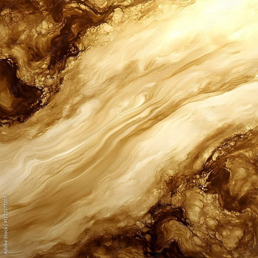Poster abstract golden brown fluid art background flows smoothly with elegant swirls and dynamic movement