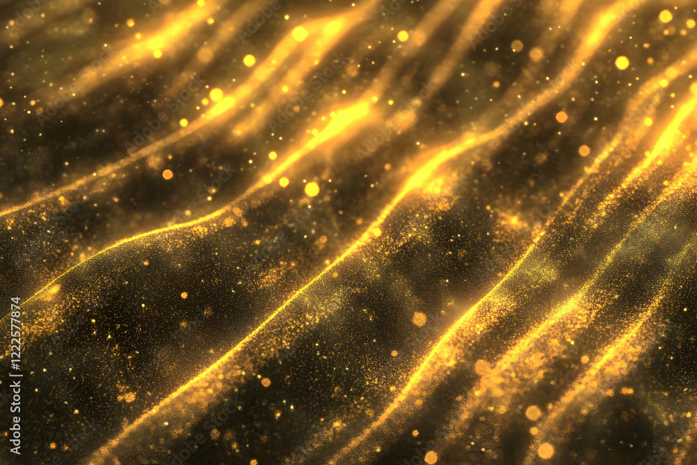 Poster abstract golden particles flowing smoothly creates a luxurious and elegant background