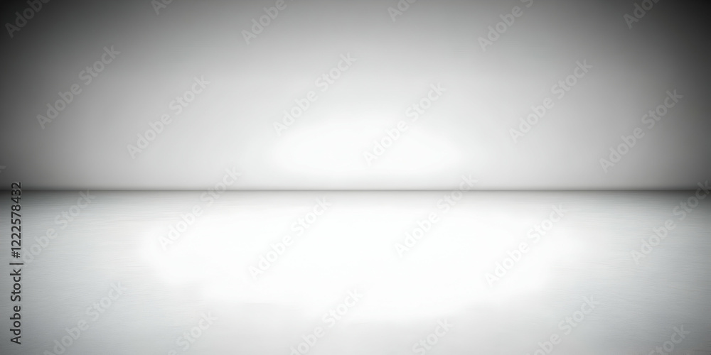Poster empty white studio room background for product placement or presentation with soft lighting