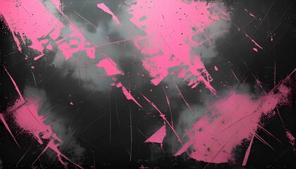 A dynamic abstract design with bold pink splashes on a dark background