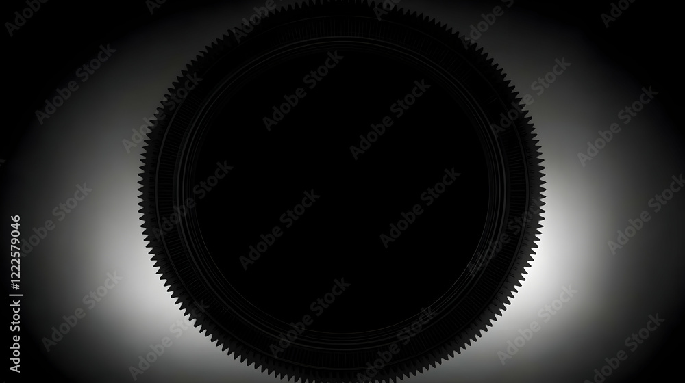 Aufkleber dark circular gear with toothed edges and a central void against a gradient background