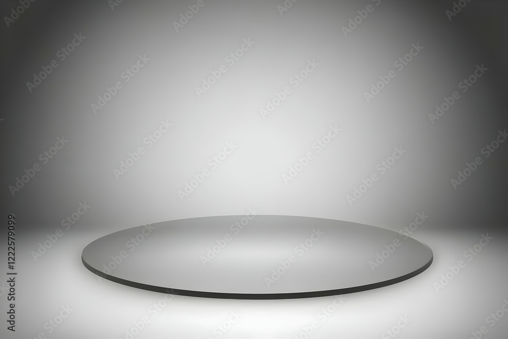 Poster 3d rendered empty circular platform in gray studio creates an ideal space for product display