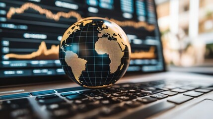 Globe with global economy stock market financial network