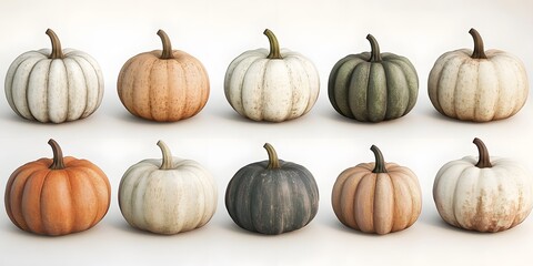 set of pumpkins