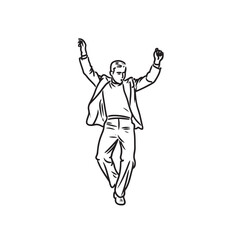 Obraz premium Contemporary Dancing Man Vector - Simple and Elegant Digital Line Art - Man Dancing Silhouette - Dancing Man Vector - Man Dancing Doodle - Dance Illustration - Dancing Man Line Art 