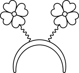 St.Patrick's Day Party shamrock headband outline.
Cute clover headpiece coloring page.
Hair Styling. 
Costume Dress Up. 
Transparent background.