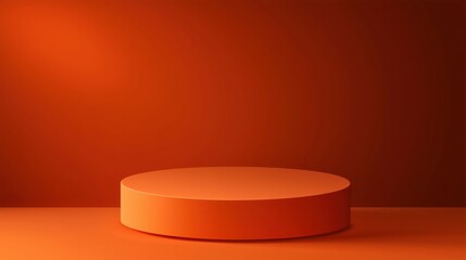 orange background with an empty cylindrical pedestal podium scene