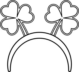St.Patrick's Day Party shamrock headband outline.
Cute clover headpiece coloring page.
Hair Styling. 
Costume Dress Up. 
Transparent background.