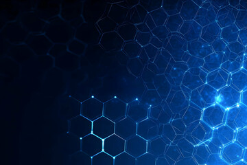 Abstract Blue Hexagonal Network Glows with Futuristic Energy and Connection