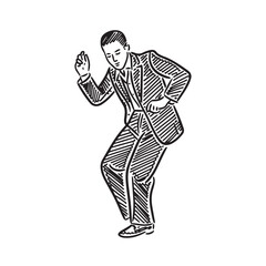 Dancing Man in Expressive Pose - Line Art Vector for Dance Illustrations - Man Dancing Silhouette - Dancing Man Vector - Man Dancing Doodle - Dance Illustration - Dancing Man Line Art
