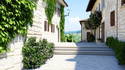 Fototapeta premium Sunny Alley in a Picturesque Village