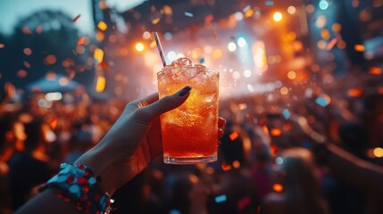 Cheers amidst festival crowd.