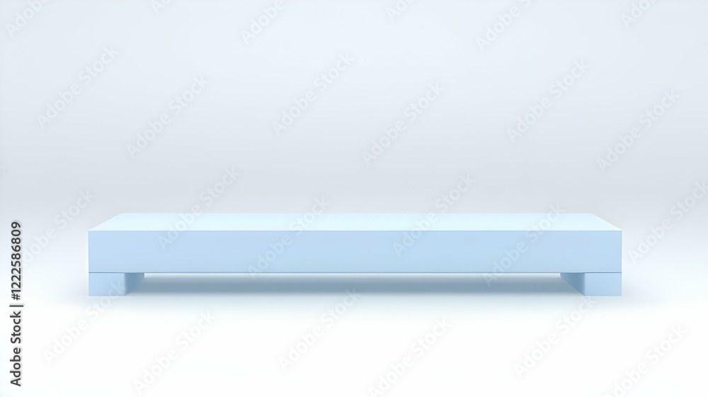Poster 3d rectangular platform floats on a minimalist pale blue background in a modern design