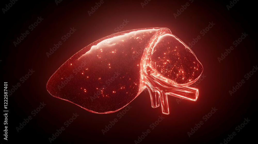 Aufkleber Glowing 3D Liver Illustration: Exploring Internal Organ Structure and Function in Detail