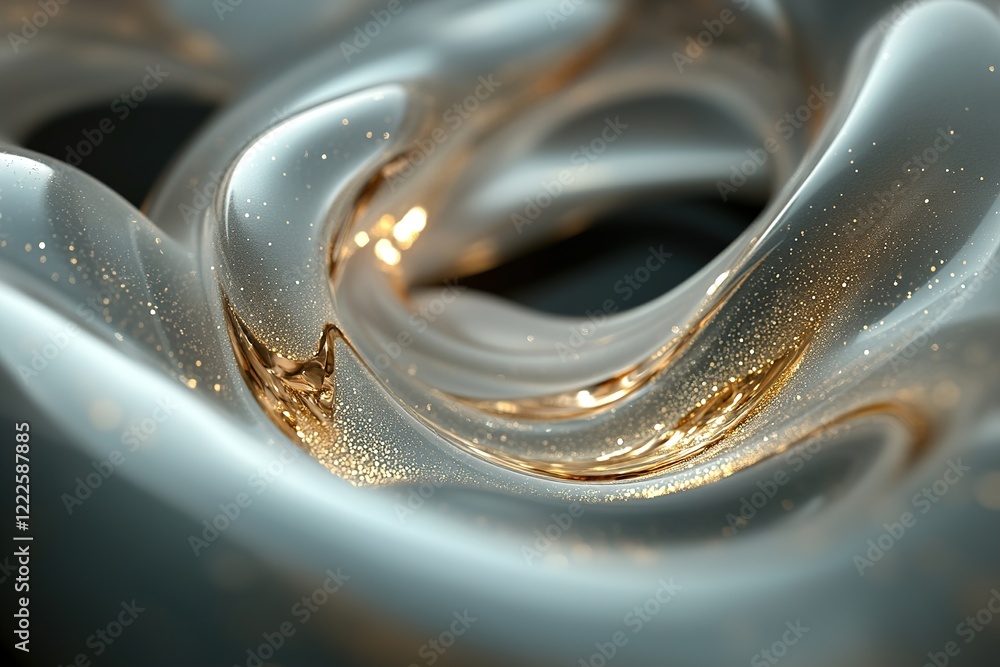 Poster liquid gold flows in elegant, smooth patterns, creating a stunning visual effect with glowing accent