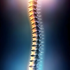 3D Illustration of the Human Spine Structure Showing Vertebrae and Intervertebral Discs