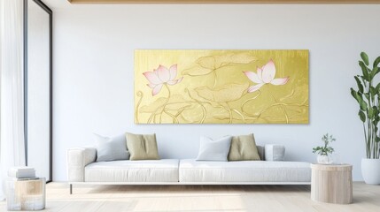 Ethereal Lotus Blooms: Celtic-Inspired Elegance in Modern Living Space