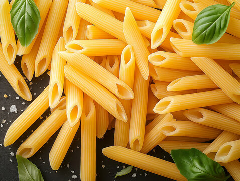 Close-up Italian pasta shooting from top view.