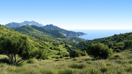 Naklejka premium Mediterranean Coastline Hills