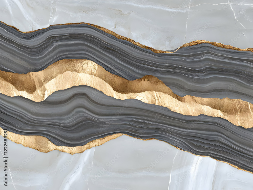 Poster abstract gray and gold marble texture background with wavy lines and elegant design