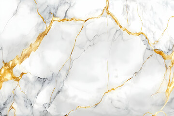 White marble texture background with gold veins elegantly flowing across the surface.