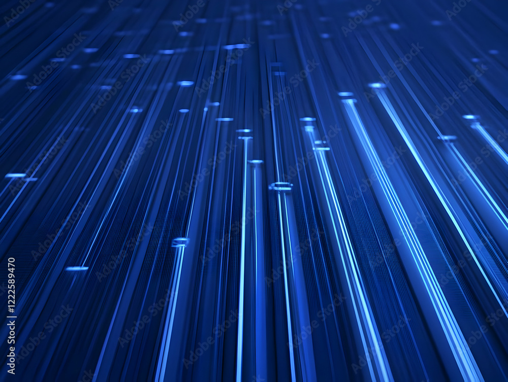 Aufkleber abstract blue lines and dots converge dynamically towards a central point