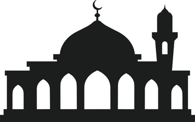 Minimalist Mosque Silhouette Vector Illustration for Islamic Art