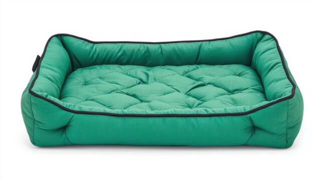 Pet Friendly Products Cozy green pet bed with a padded design for comfort.