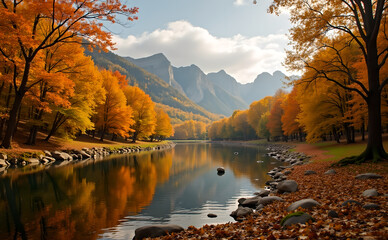 Obraz premium autumn landscape with lake