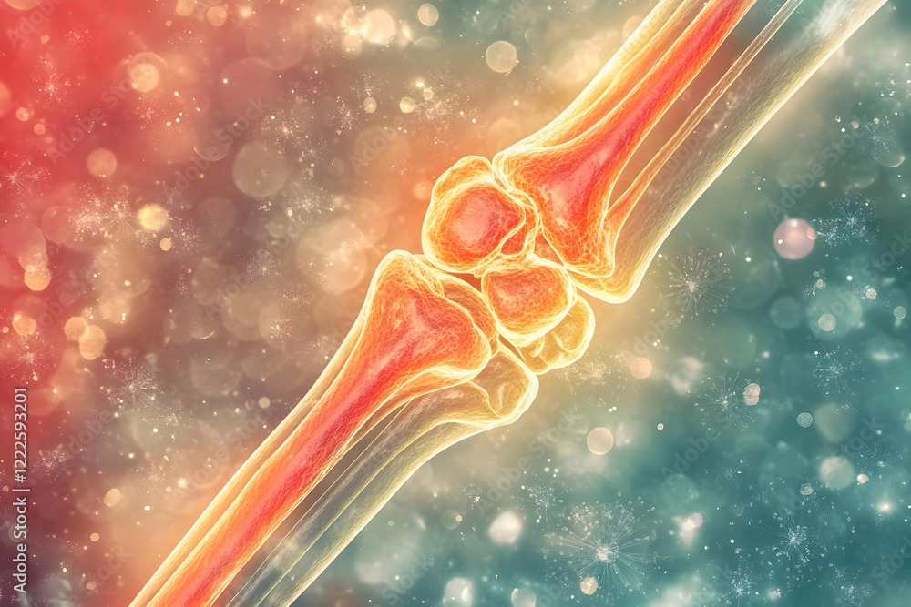 Poster glowing bone joint structure shows healthy skeletal system on abstract background