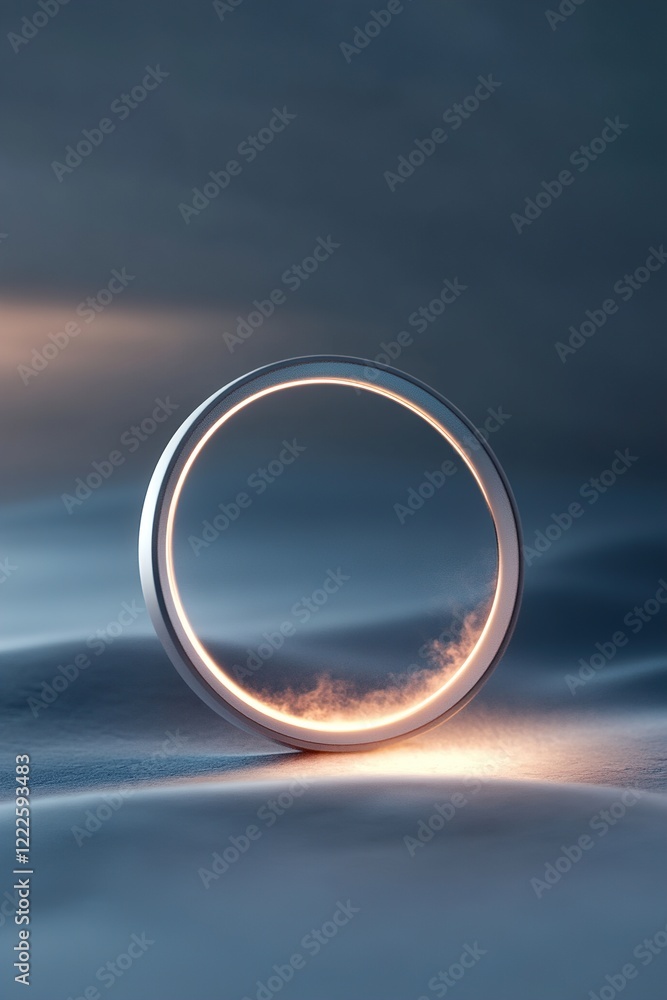 Poster a luminous circular orb emits soft gradients of light, creating a serene atmosphere. the dark-to-lig