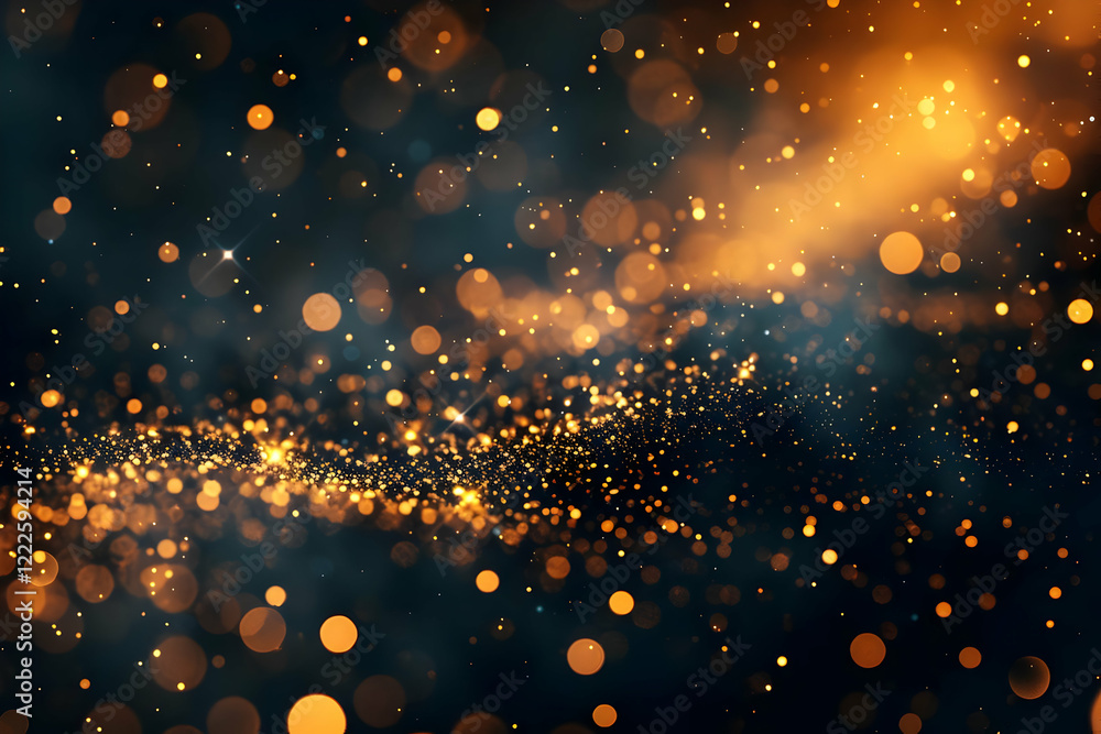 Aufkleber abstract background with golden particles and bokeh lights