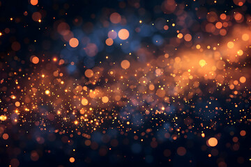 Fototapeta premium Abstract Background with Golden Glittering Particles and Bokeh Lights Effects