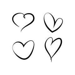 Сollection of black heart line drawings