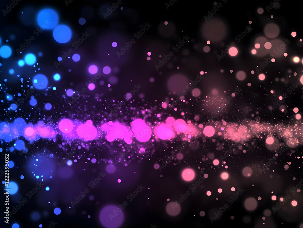 Poster abstract background with colorful bokeh lights and particles glow beautifully on dark backdrop.