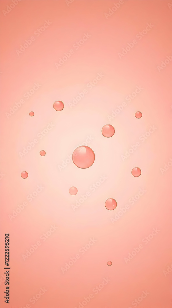 Poster floating coral bubbles form an abstract design against a soft peach background