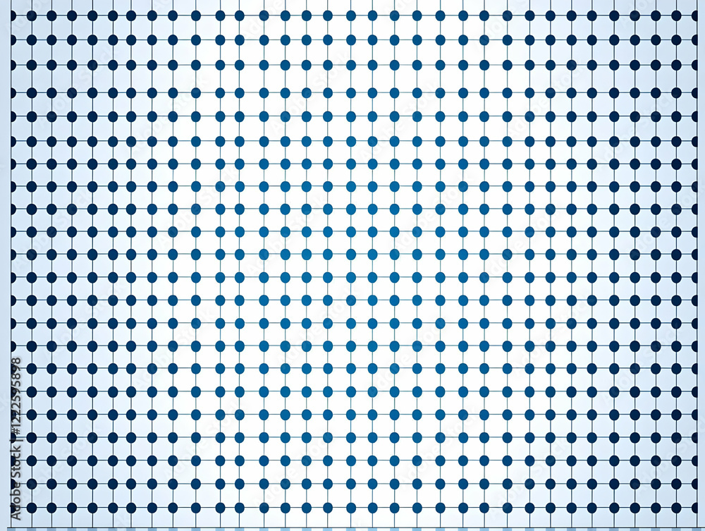 Poster Blue Dots Pattern Forms Grid on White Background with Subtle Gradient Effect.
