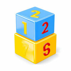 Two Colorful Number Blocks Stacked Vertically Showcasing Numbers 1, 2, 5, and 7 for Educational Play