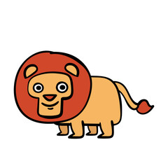 Lion cartoon wild animal. Vector illustration isolated on white background.