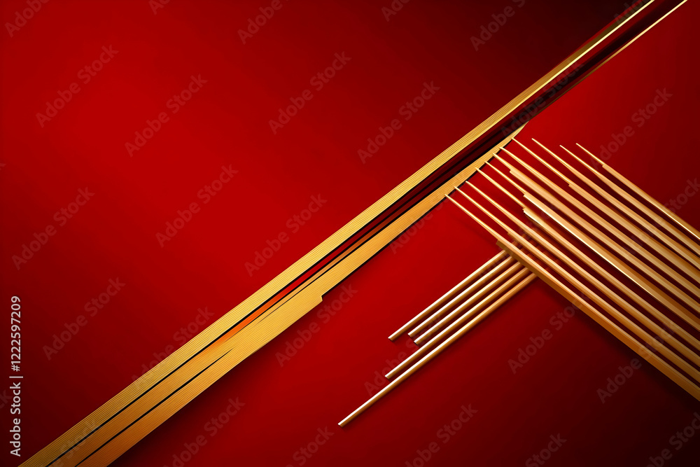 Poster abstract red and gold background creates a luxurious and elegant design with geometric shapes
