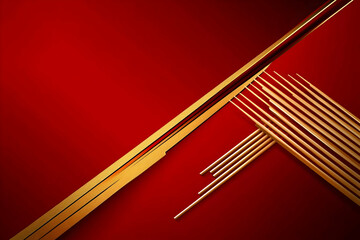 Abstract Red and Gold Background Creates a Luxurious and Elegant Design with Geometric Shapes