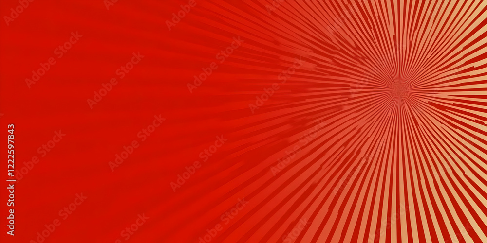Poster red sunburst abstract background creates dynamic visual with radial lines and vibrant hues.