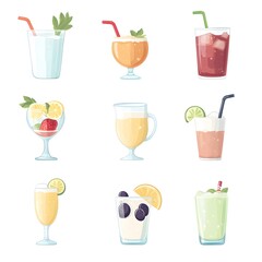 set of different drinks