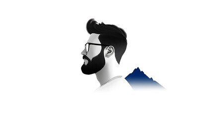 Stylish Man's Profile, a Monochromatic Portrait