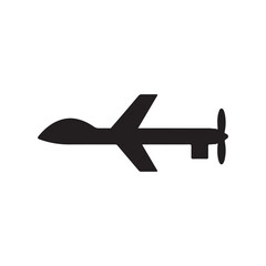 Silhouette of military drone icon for web or website and app. Vector illustration of drone. 