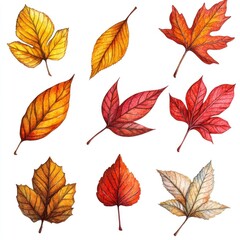 Obraz premium Autumn leaves collection; fall foliage; nature design; background; craft