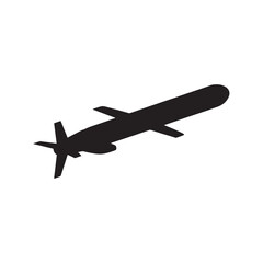 Silhouette  military missile vector isolated on white background. Ballistic rocket  weapon vector icon for web or website, app. 