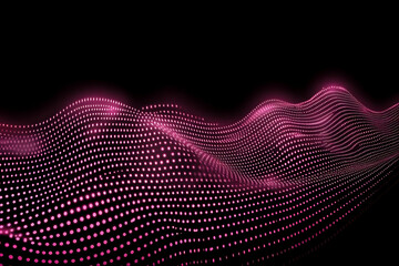Abstract Pink Dotted Wave Flows Smoothly Across a Dark Background