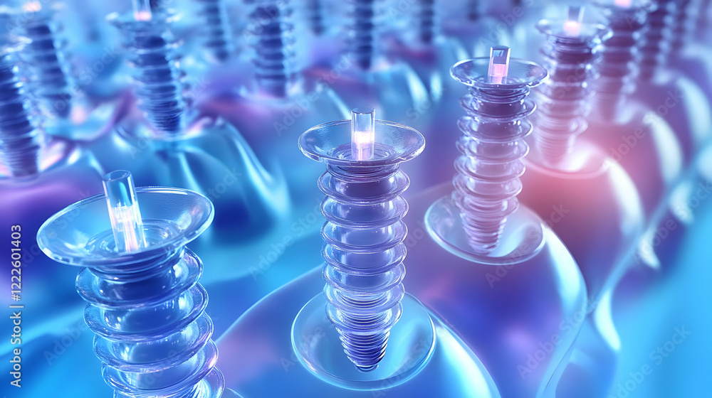 Aufkleber microscopic view of transparent, stacked discs with luminous cores creates a 3d abstract background